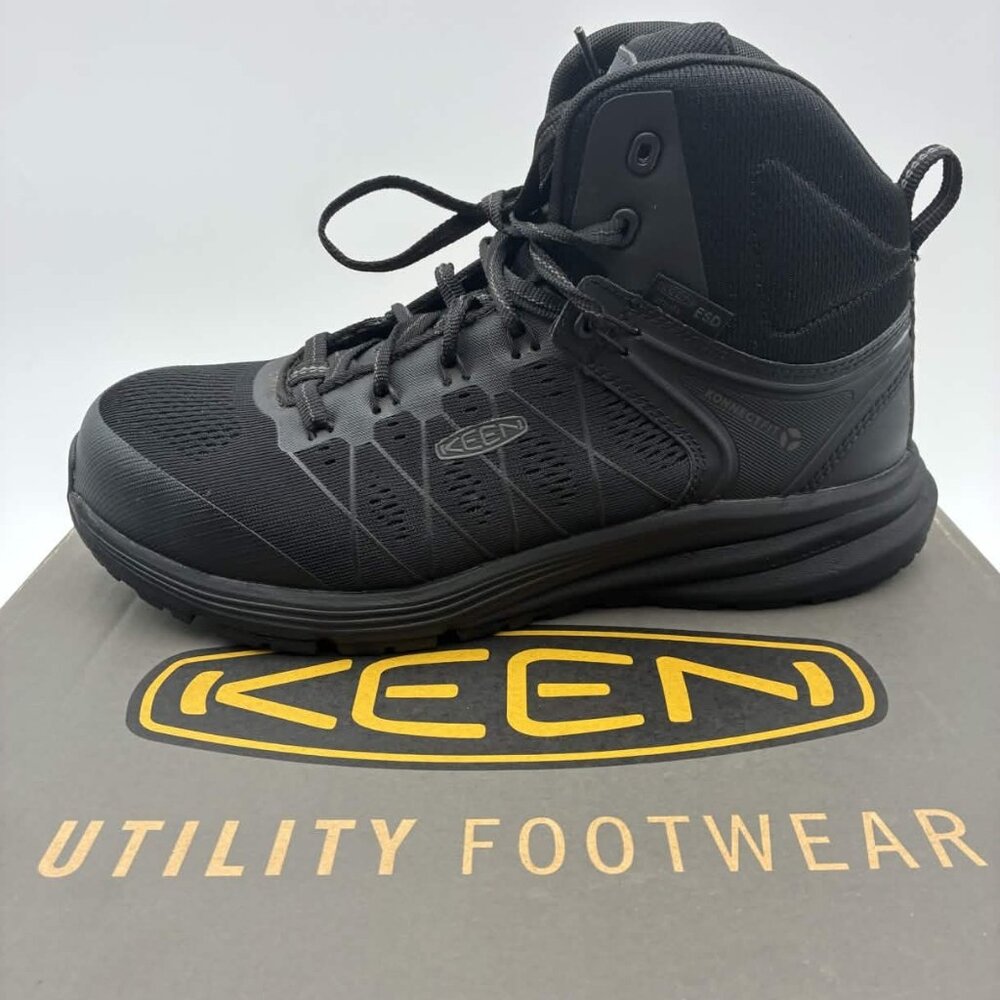 KEEN Vista Energy Mid ESD Black Work Boots Carbon Toe Mens 9D 1029686D